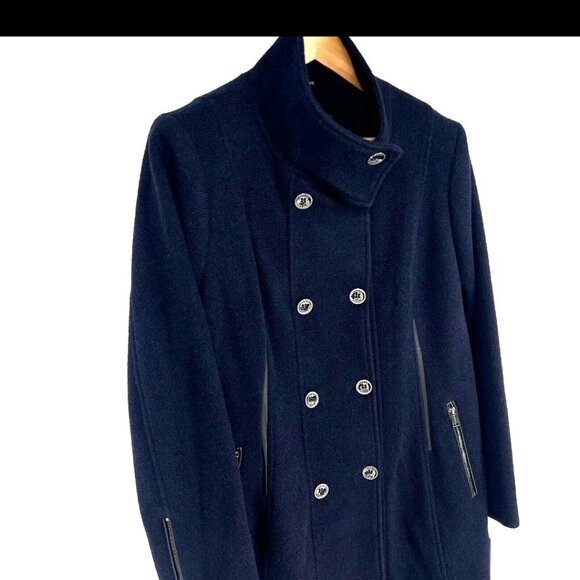 Guess Women's Dark Blue Double-Breasted Pea Coat XL - Picture 4 of 16